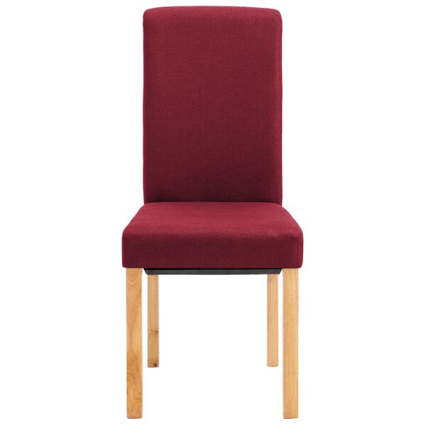 vidaXL Dining Chair Set of 4 Red Fabric and wooden frame Regular