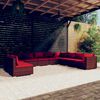 vidaXL Garden Lounge Set Brown Poly rattan, powder-coated steel, plastic