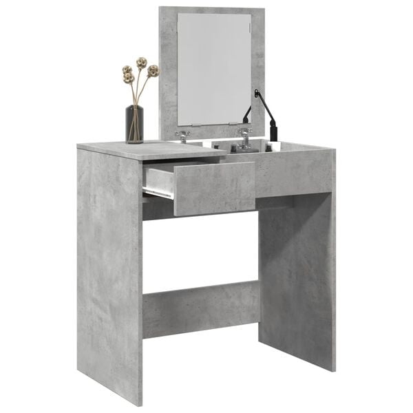 vidaXL Dressing Table Concrete Grey Engineered wood, Glass
