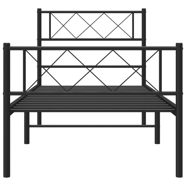 vidaXL Metal Bed Frame Black Powder-coated steel Twin Metal Bed Frame