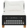 vidaXL Patio Sofa Armless with Cushions Black Poly Rattan