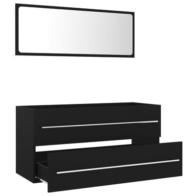 vidaXL 2 Piece Bathroom Furniture Set Black Engineered Wood