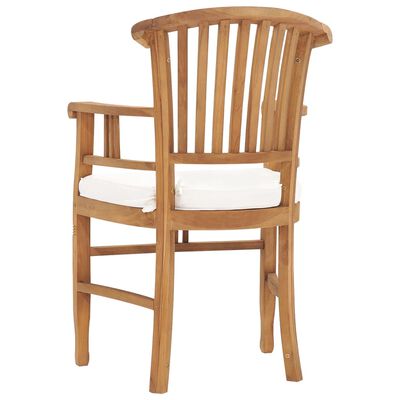 vidaXL Patio Chairs 2 pcs with Cream White Cushions Solid Teak Wood