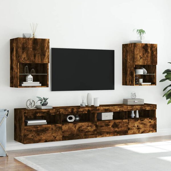 vidaXL TV Cabinet Smoked Oak Engineered Wood Compact TV Cabinet