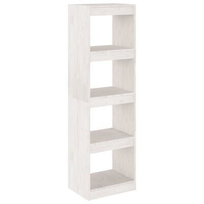 vidaXL Book Cabinet Room Divider White 15.7"x11.8"x53.3" Solid Wood Pine