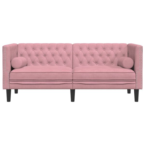 vidaXL Chesterfield Sofa with Bolsters 2-Seater Pink Velvet