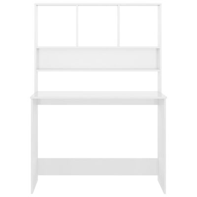 vidaXL Desk with Shelves High Gloss White 43.3" x 17.7" x 61.8" Engineered Wood