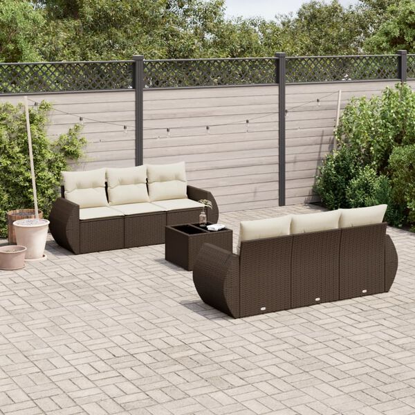 vidaXL Garden Sofa Set Brown and Cream White