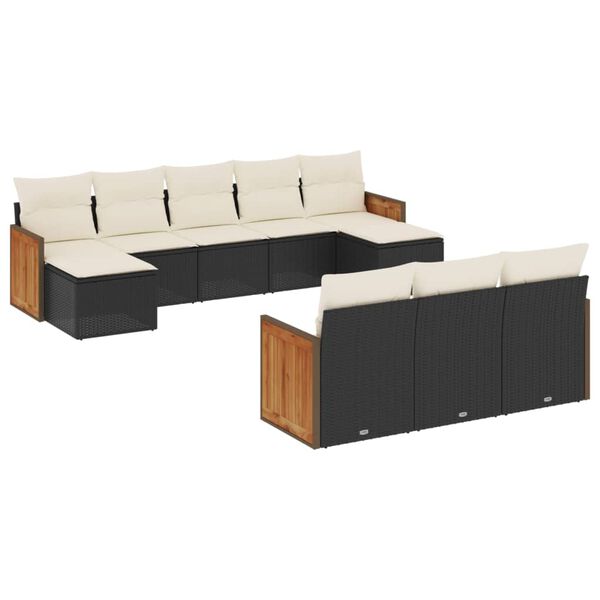 vidaXL Garden Sofa Set Black and Cream White