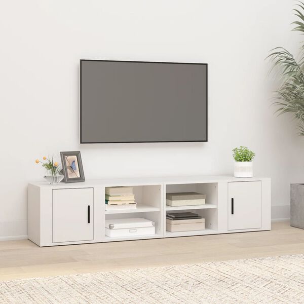 vidaXL TV Cabinet Set of 2 White Engineered Wood Medium TV Cabinet