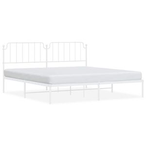 vidaXL Bed Frame White Powder-Coated Steel Full Bed Frame Rectangular