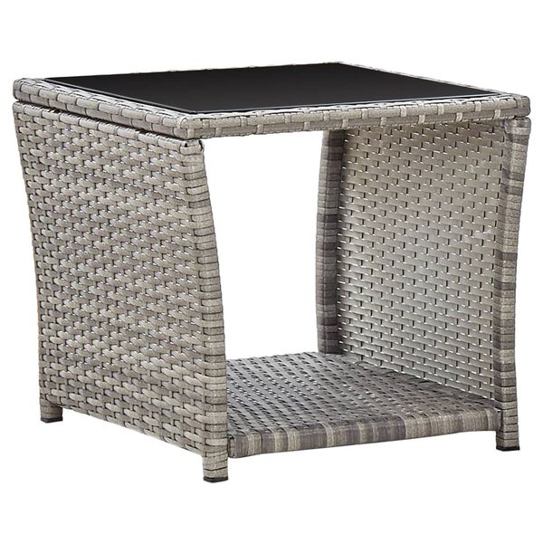 vidaXL Garden Dining Set Grey PE rattan 3 Piece Set