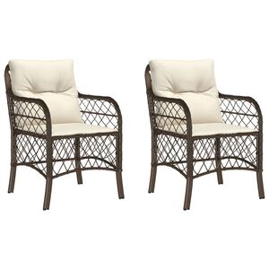 vidaXL Garden Chair Set of 2 Brown PE rattan Standard