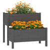 vidaXL Planter Grey Solid Pine Wood Medium Planters Planter Square