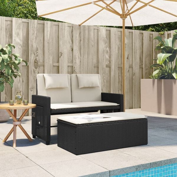 vidaXL Garden Bench Black and Cream White