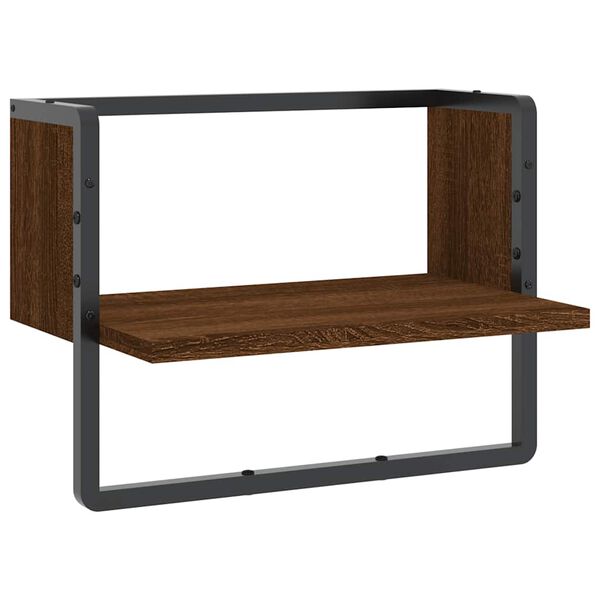 vidaXL Wall Shelf Brown Oak Engineered wood, metal Compact Wall Shelf