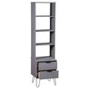 vidaXL Book Cabinet New York Grey Solid pine wood, metal Extra Tall