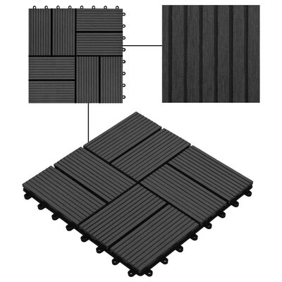 vidaXL 11 pcs Decking Tiles WPC 11.8" x 11.8" 1 sqm Black