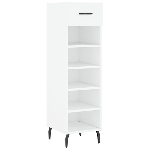 vidaXL Shoe Cabinet White Engineered Wood, Iron, Aluminum Compact