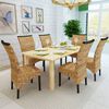 vidaXL Dining Chair Set of 6 Brown Solid mango wood and abaca Medium