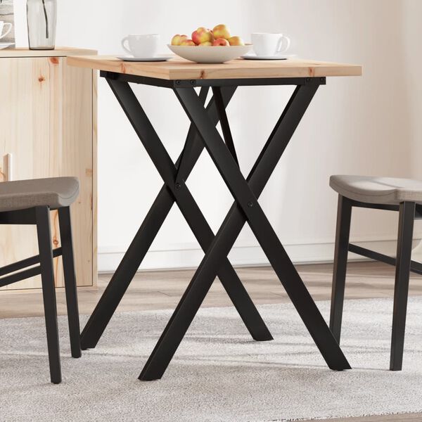 vidaXL Dining Table Natural Pine Wood and Black
