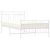 vidaXL Bed Frame White Steel Twin Bed Frame Rectangular Modern