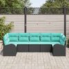 vidaXL Garden Sofa Set with Cushion 7 pcs Black Synthetic: Poly Rattan