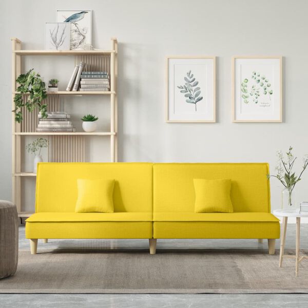 vidaXL Sofa Bed Light Yellow Fabric (100% polyester), plywood Medium