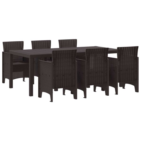 vidaXL Garden Dining Set 7 pcs Brown Polt rattan