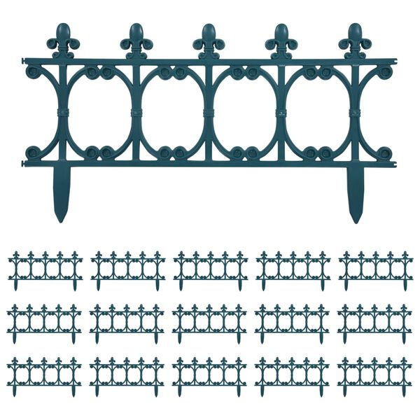 vidaXL Lawn Edgings 16 pcs Green 393.7" PP