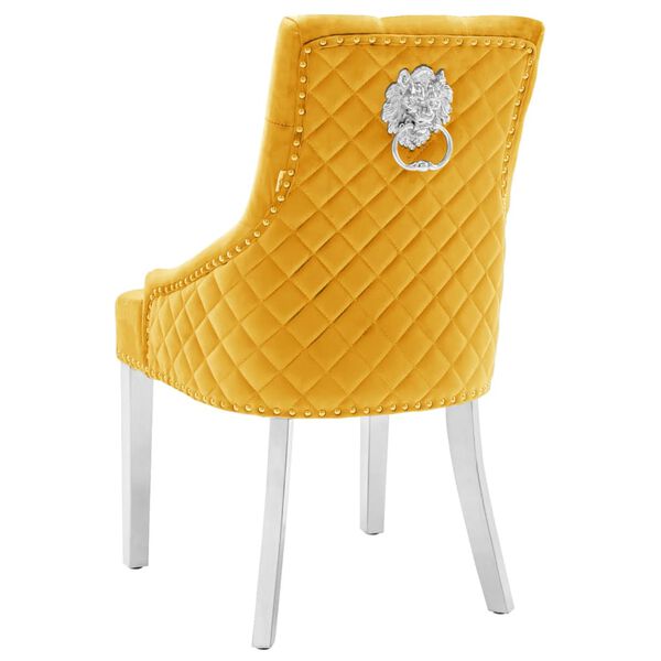 vidaXL Dining Chairs 2 pcs Yellow Velvet