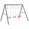 vidaXL Outdoor Swing Set Blue, Dark Green, Red Painted steel, Polyethylene