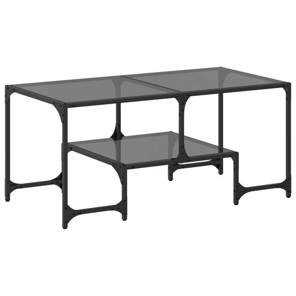 vidaXL Coffee Table Black glass Engineered wood, steel and glass
