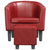 vidaXL Tub Chair with Footstool Wine Red Faux Leather