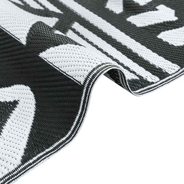 vidaXL Outdoor Rug Black Polypropylene 63 x 90 in Pattern Outdoor Rug