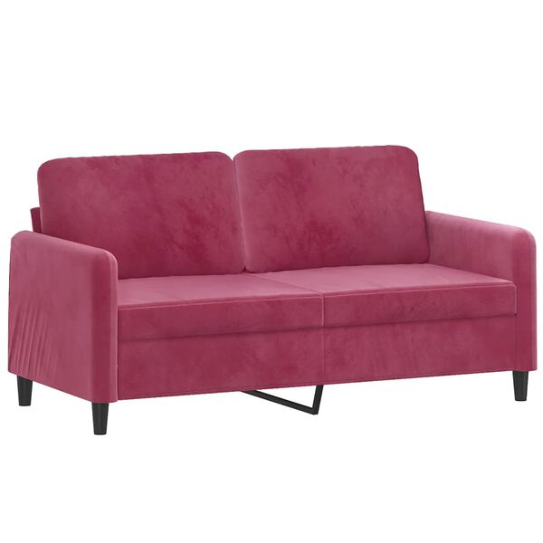 vidaXL Sofa Set Wine Red Velvet, Metal, Textilene, Plywood 2-Seater