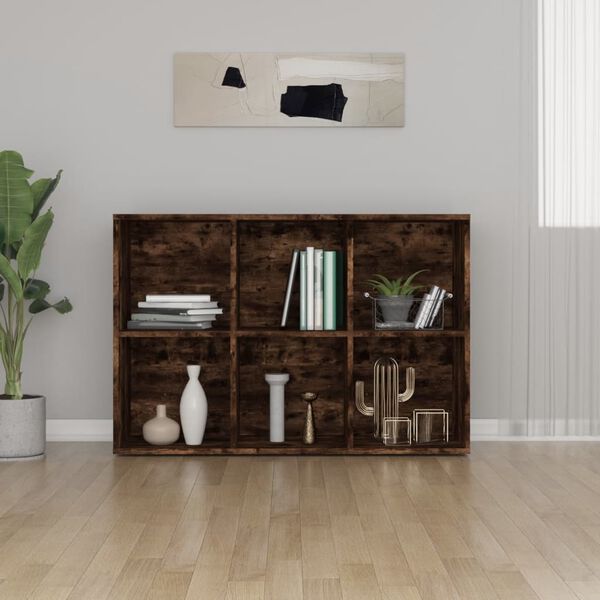 vidaXL Book Cabinet Smoked oak Engineered wood 25.9 x 11.8 x 38.6 in