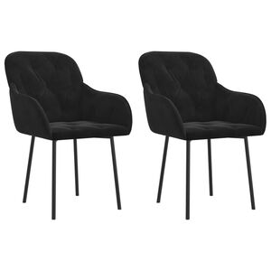 vidaXL Dining Chair Set of 2 Black Velvet (100% polyester), metal, plywood