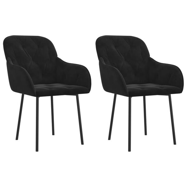 vidaXL Dining Chair Set of 2 Black Velvet (100% polyester), metal, plywood