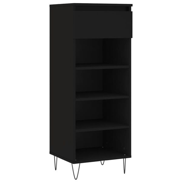vidaXL Shoe Cabinet Black Engineered Wood Medium Shoe Cabinet