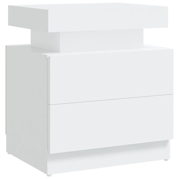 vidaXL Bedside Cabinet White Engineered wood 17.7 x 13.8 x 20.5 in