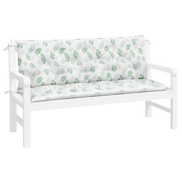 vidaXL Garden Bench Cushion Set of 2 Leaf Pattern 100% Polyester