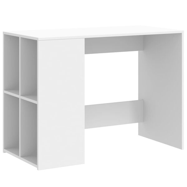 vidaXL Desk White Engineered Wood Medium Desk Rectangular Modern