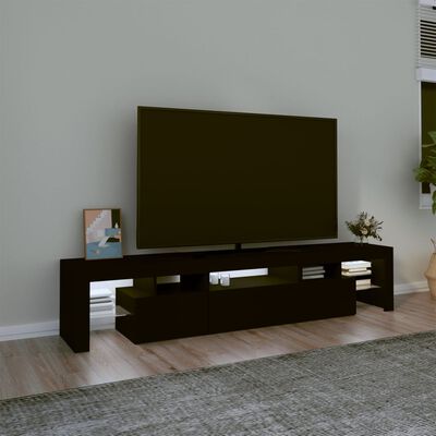 vidaXL TV Stand with LED Lights Black 78.7"x14.4"x15.7"