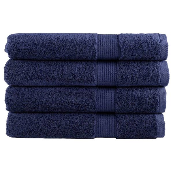 vidaXL Sauna Towel Set of 4 Navy Blue 100% ring-spun cotton