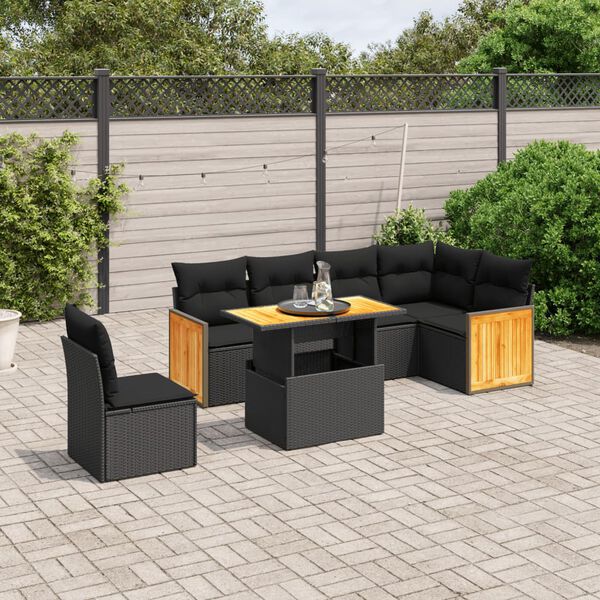 vidaXL Garden Sofa Set Black