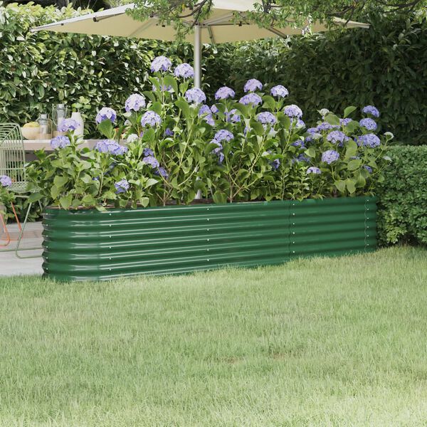 vidaXL Garden Raised Bed Green Powder-coated steel 88.2 x 15.7 x 14.2 in