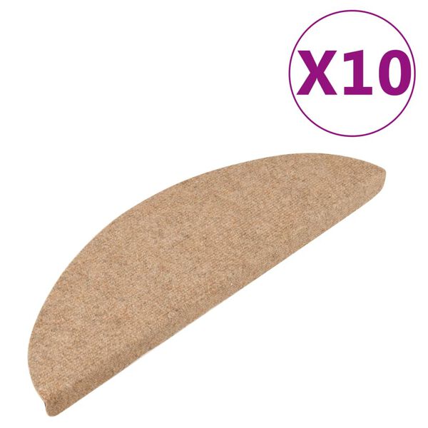 vidaXL Stair Mat Set of 10 Beige Needle felt fabric (95% PES, 5% PP)