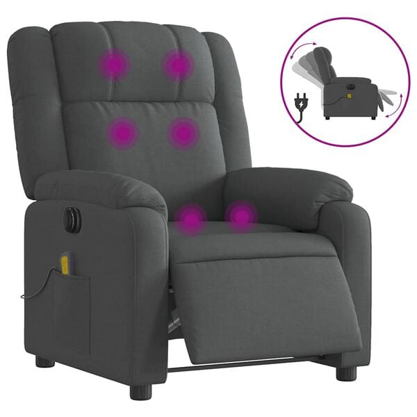 vidaXL Electric Massage Recliner Chair Dark gray