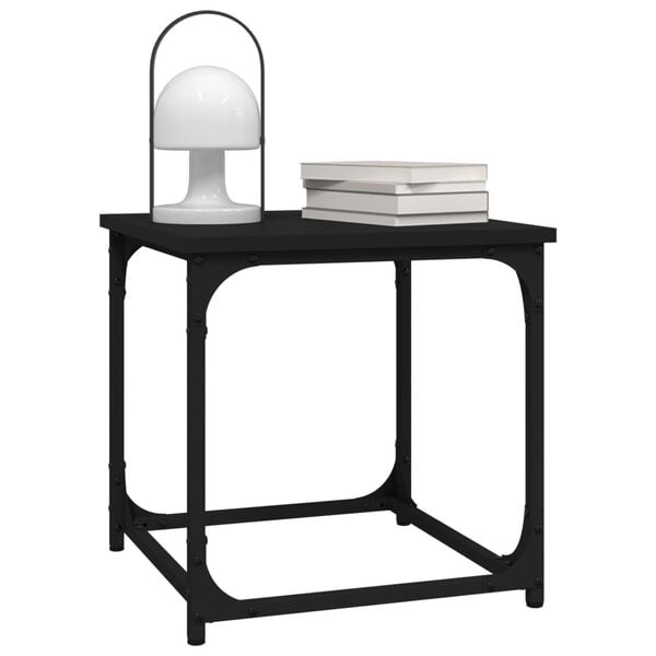 vidaXL Side Table Black Engineered Wood, Steel 15.7 in Adjustable Feet